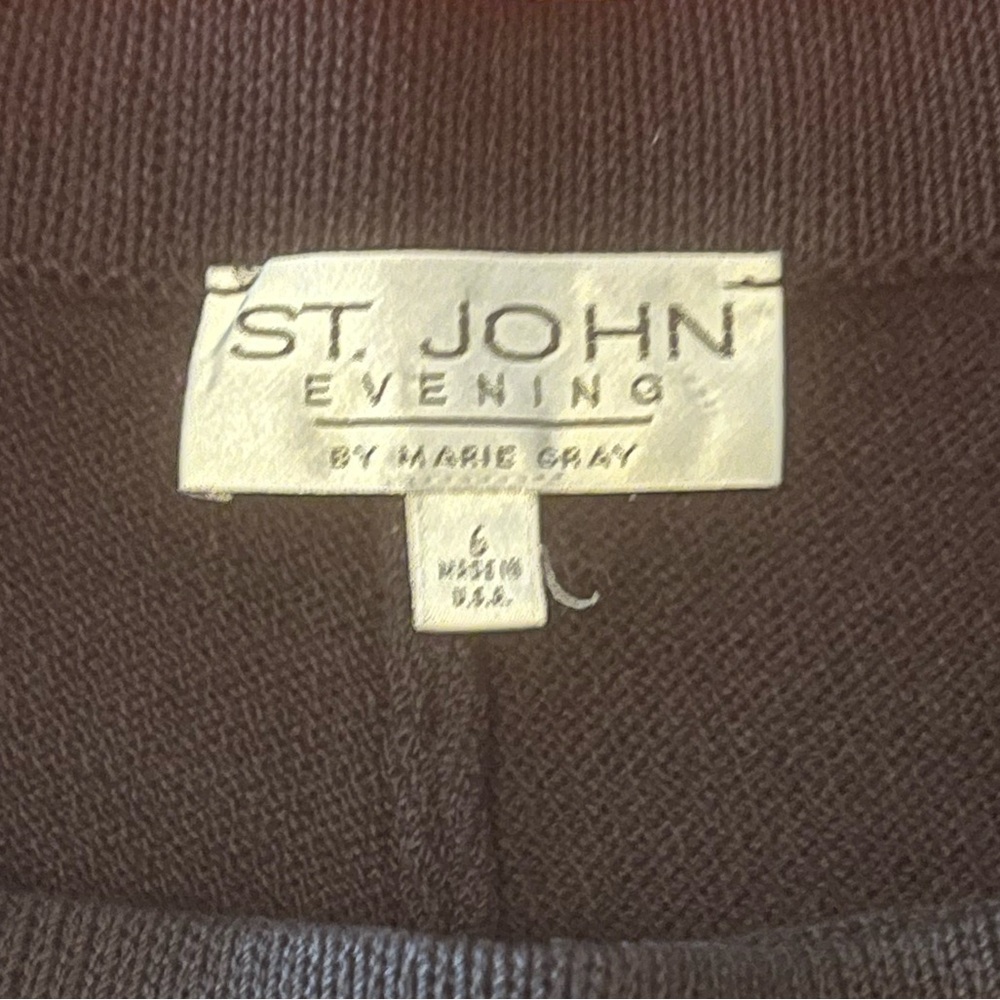 Vintage St John Evening Elegant Black Santana Knit Ankle Cropped Pants, Size 6 - Picture 6 of 12